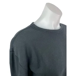 Aritzia Sunday Best Black Waffle Knit Thermal Long Sleeve Crop Sweater Top Sz M thumbnail 3