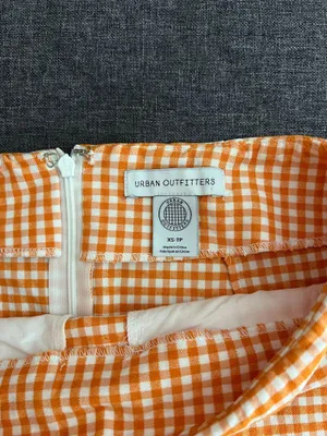 Urban Outfitters orange and white checkered mini skirt size XS thumbnail 5