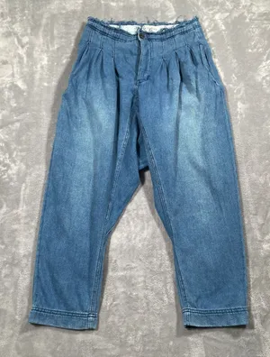 We The Free People Pants 4 Blue Mover & Shaker Denim Harem Loose Pleated Boho thumbnail 1