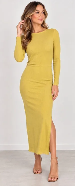 Free People Beach Last Minute Midi Dress In Yellow M Ribbed Multi Wear Options thumbnail 1