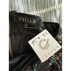 Cefian Navy Blue Sparkle Sequin One Shoulder Dress Medium NWT thumbnail 4