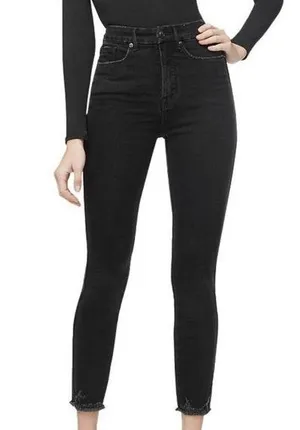 Good American good waist crop black skinny jeans sz 00/24 thumbnail 1