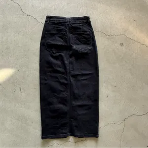ASOS / ASOS DESIGN Petite denim maxi skirt with split hem / washed black thumbnail 11