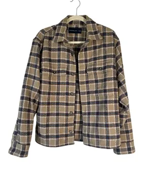 Abercrombie & Fitch Brown Plaid Shirt Jacket Womens S Fall Grunge Shacket thumbnail 1