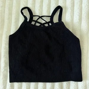 Kimberly C Black Strappy Ribbed Crop Tank Top - Women thumbnail 1