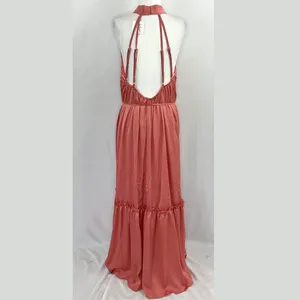 New One One Six Open Back High Neck Sleeveless Tiered Maxi Dress Clay Size Large thumbnail 11