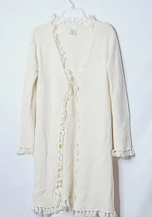 Long fringe open long sleeve sweater cardigan M thumbnail 1