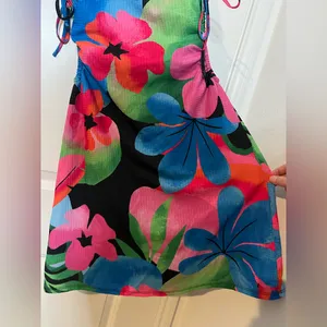 Gianni Bini Lined Y2K Resort Retro Maximalist Floral Tropical Cutout Mini Dress thumbnail 12