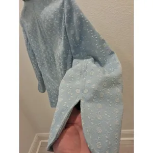 Caslon Blazer Light Blue and White Size M Floral Pattern Single Button Closure thumbnail 4