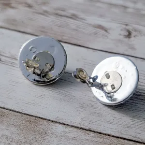 Vintage Clip On Earrings Light Pink Center with Silver Tone Halo thumbnail 6