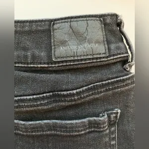 American Eagle Women’s Distressed Black High Rise Shortie Jean Shorts size 8 thumbnail 8