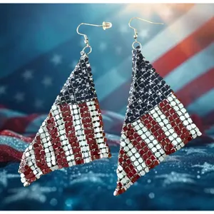 Handmade New American Flag Earrings Drop Dangle Stars Stripes Patriotic July 4 Ve… thumbnail 10