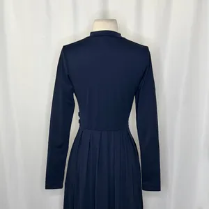 HALARA Navy Blue Mock Neck Long Sleeve Pocket Flare Maxi Casual Dress Knit XS thumbnail 11