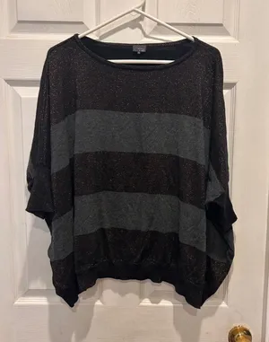 UO Sparkle & Fade Women's Large‎ Striped Glitter Dolman Sleeve Knit Top thumbnail 1
