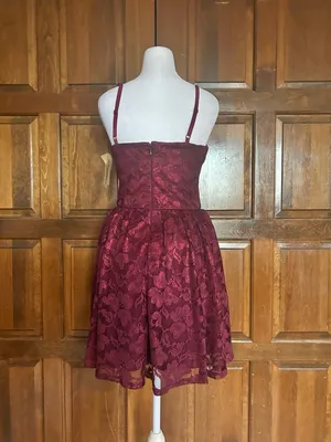 NWT American Rag Dress Medium Burgundy Sparkle Bow Lace Y2K Mini Party‎ Cocktail thumbnail 3