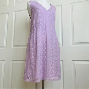 NWT Francesca’s (Blue Rain) Lavender Lace Shift Dress M thumbnail 6