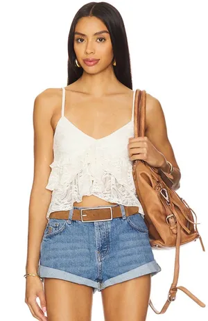 NWT! More To Come Marisol Cream Cami Lace Tiered Boho Top - size XS - MSRP $58!! thumbnail 1
