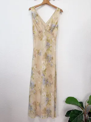 Arose Studio Shiloh Crinkled Chiffon V Neck Bias Cut Midi Dress Yellow $198 OS thumbnail 4