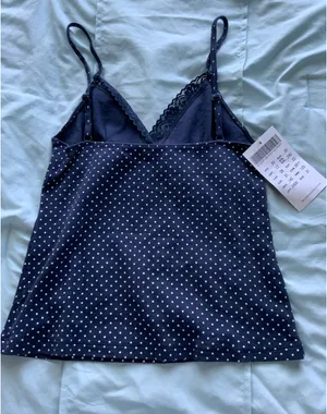 Brandy Melville Blue and White Polka Dot Tank Top thumbnail 2