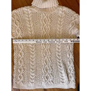 Vintage Yorkshire Knitting Co Ivory Turtle Neck Column‎ Sweater Adult Size M thumbnail 5