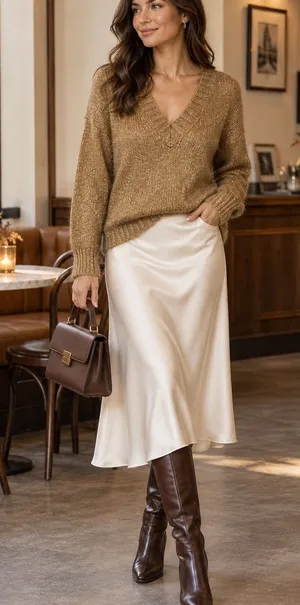 Lauren Ralph Lauren Gold Metallic V-Neck Sweater Women’s S Holiday thumbnail 1