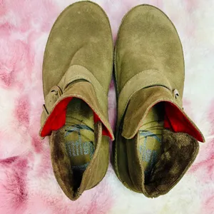 FitFlop‎ Dash Boot Size 7 Army Green Suede Ankle Buckle Microwobbleboard Women thumbnail 4