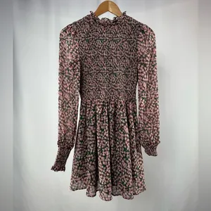Lulus Floral Forever Print‎ Smocked Skater Dress in Green and Pink Size M thumbnail 5