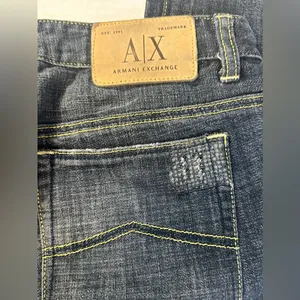 Armani Exchange Jeans Blue Straight Grunge Classic Denim‎ Logo Distressed 10 Reg thumbnail 12