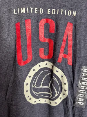 NWT Bella Canvas USA Volleyball Long Sleeve Tee Heather Navy Small Lucky Dog thumbnail 7
