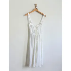Marthea White Lace Up Back Midi Dress Corset Style Bustier A-Line Size M thumbnail 2