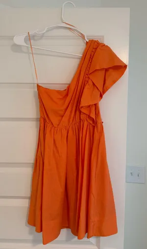 Mable one shoulder mini dress Orange thumbnail 1