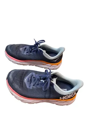 Hoka One Clifton 7 wms blue orange walking running sneakers sz 8.5D SKU 10-351 thumbnail 4