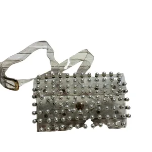Source Unknown Pearl Studded Clear Purse Fanny Pack Waist Bag Concert 32-38" Trendy Belt Bag thumbnail 3