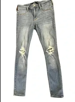 HOLLISTER ― 5 SHORT ― MID-RISE JEAN LEGGING Distressed Light Wash Jeans thumbnail 2
