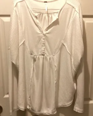 Free People Cream Button-Front Blouse thumbnail 1