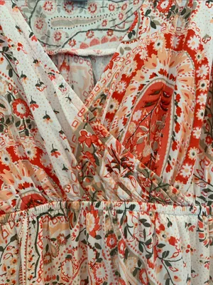 Old Navy Women’s Small Coral and Cream Paisley Sleeveless Maxi Maternity Dress thumbnail 5