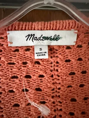 Madewell Women's Orange Open-Stitch Cardigan Sweater Loose Fit. Size M thumbnail 3