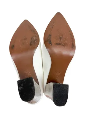 Who What Wear White Pebbled Vegan Leather Point Toe Heeled Mule Silver Size 9 thumbnail 7