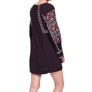 Free People All My Life Embroidered Mini Tunic Black Dress V Neck‎ Size M Boho thumbnail 9