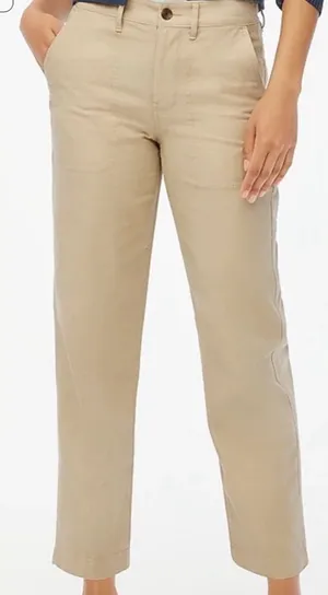 J. Crew Women’s Tan Cream Khaki Camp Straight Leg Ankle Pants 100% cotton US 4 thumbnail 1