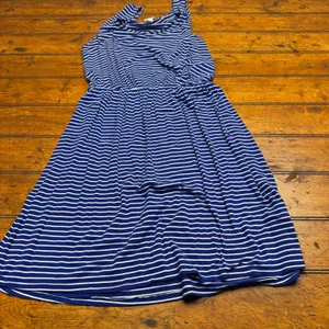 Merona Womens Blue White Striped Sleeveless V-Neck Empire Waist Dress‎ Medium thumbnail 1