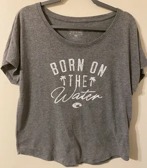 Womens Gray Costa Born On The‎ Water Gray Short Sleeve T-Shirt Size XL thumbnail 1