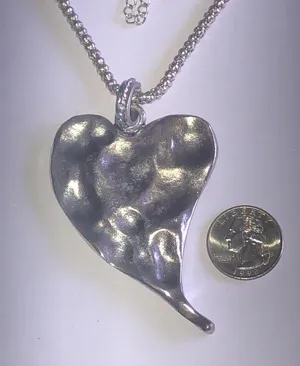 Silver Tone Retro Boho Heart Pendant Necklace thumbnail 4
