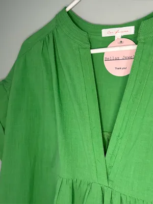 Ces Femme "Take It Easy" Cotton Gauze Babydoll Vibrant Kelly Green Oversize S thumbnail 4