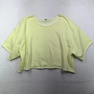 American Eagle XXL Cropped Sweatshirt Yellow Short Sleeve Raw Hem Boxy Fit Top thumbnail 2