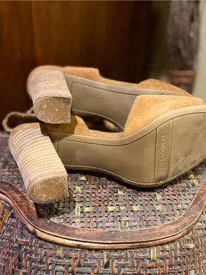 Franco Sarto Cognac Suede Lace-Up Block Heel Sandals thumbnail 4