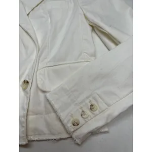 Pilcro by Anthropologie Fray Hem Blazer Ivory Double-Breasted Oversize Size XS thumbnail 9