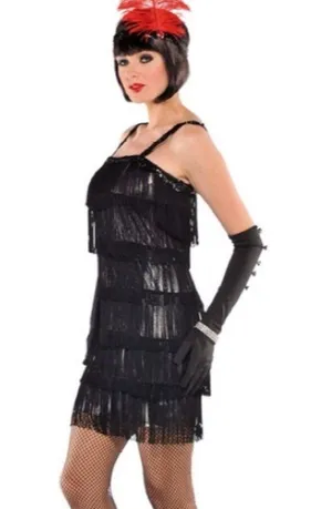 Flapper 1920’s Black Fringe Costume Halloween thumbnail 2