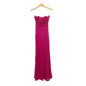Lulus Epitome of Allure Fuchsia Mesh Strapless Ruched Maxi Dress size S NWT thumbnail 3