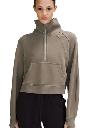 Lululemon Scuba Oversized Funnel Neck Sweatshirt Rover Tan Beige Size M/L Fleece thumbnail 1